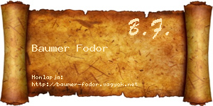Baumer Fodor névjegykártya